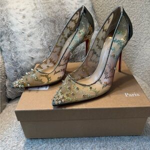 Louboutin Lace 554 Spike Heel, Size 40